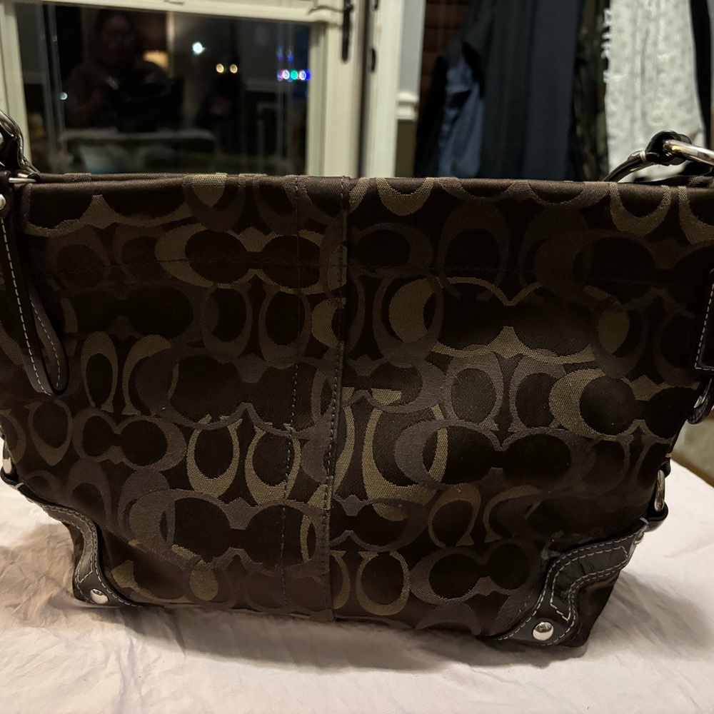 Coach Brown and Cream Shoulder Bag